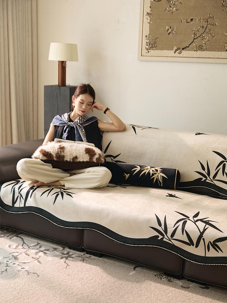 Black Bamboo Sofa Cover