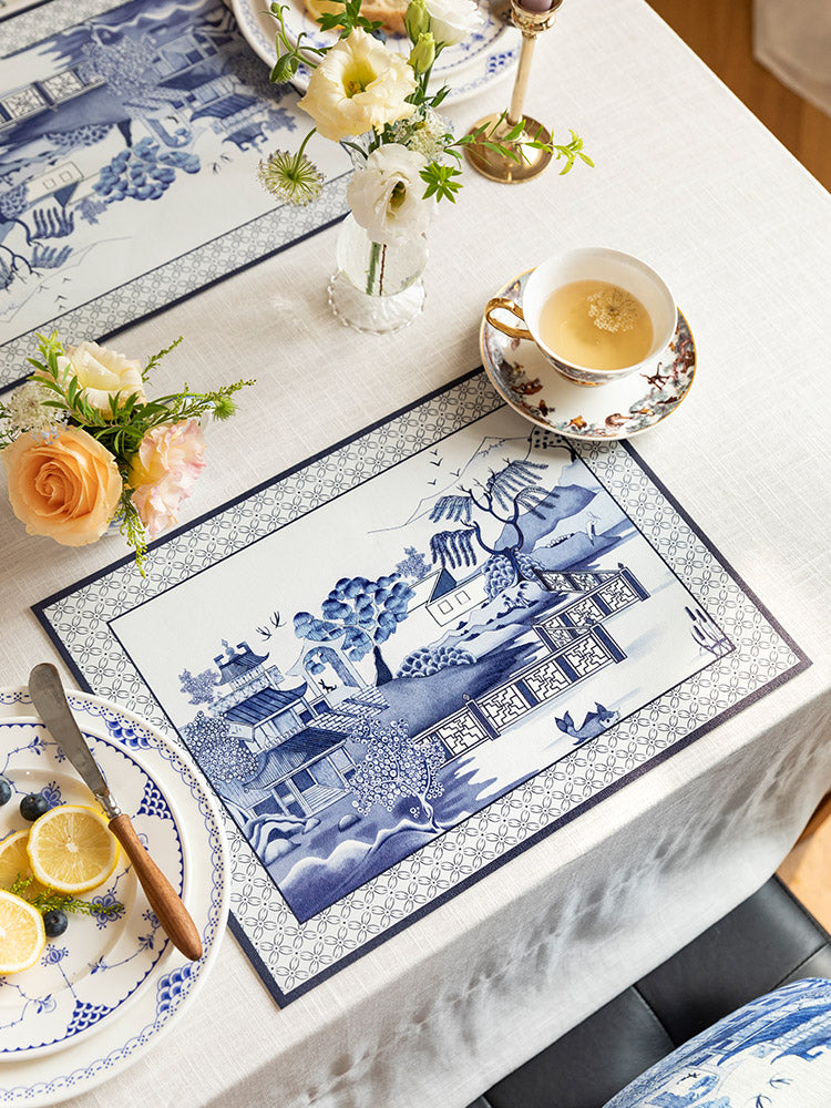 Blue Porcelain Leather Placemat