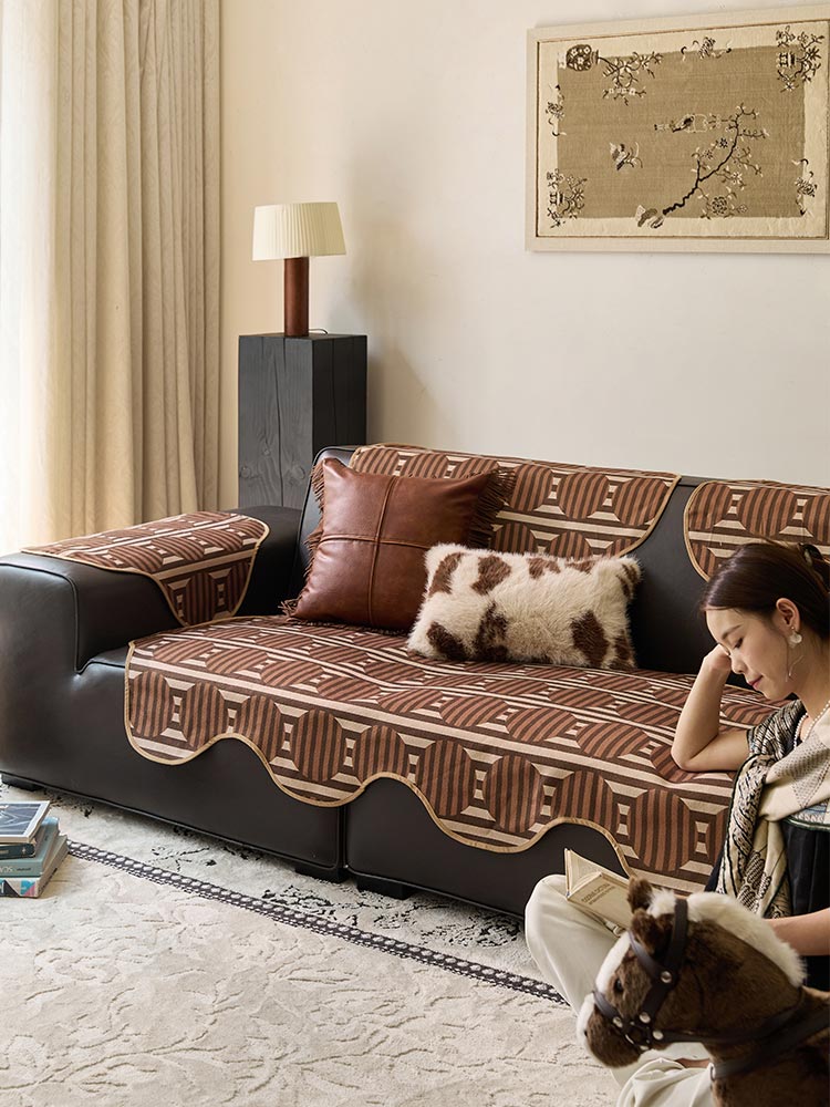 Brown Curve Sofa Cover