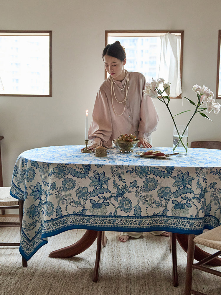 Spring Tablecloth 60 Inch Round, Blue Watercolor Flower Table Cloth Chinoiserie Floral Tablecloths Polyester Fabric Farmhouse Decorative Spring Home K Spring Tablecloth 60 Inch Round, Blue Watercolor Flower Table Cloth Chinoiserie Floral Tablecloths Polyester Fabric Farmhouse Decorative Spring Home K