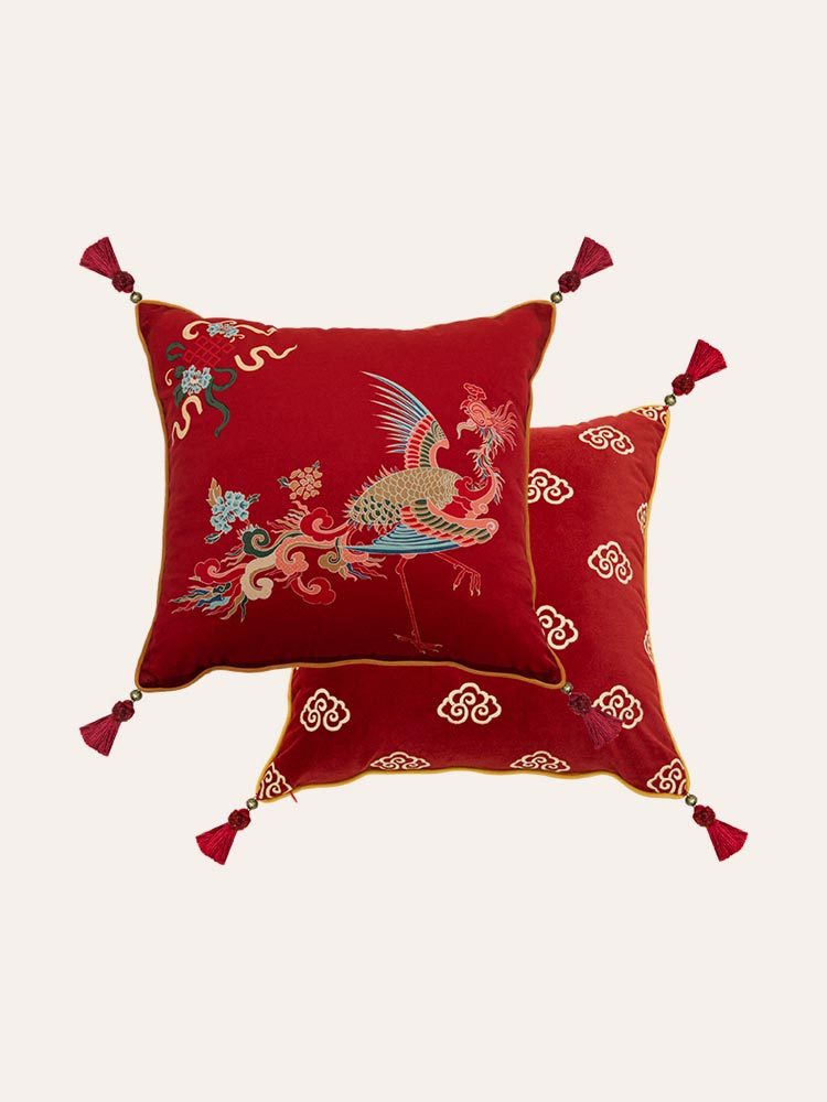 Crimson Phoenix Pillow Cover