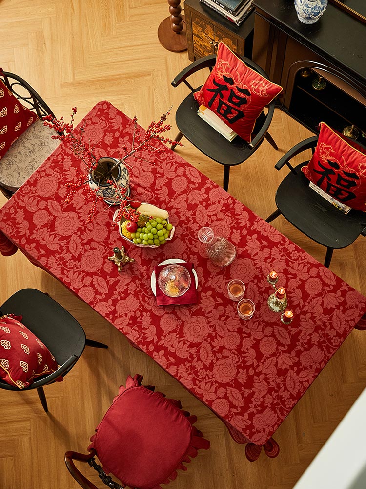 Crimson Blossom Tablecloth