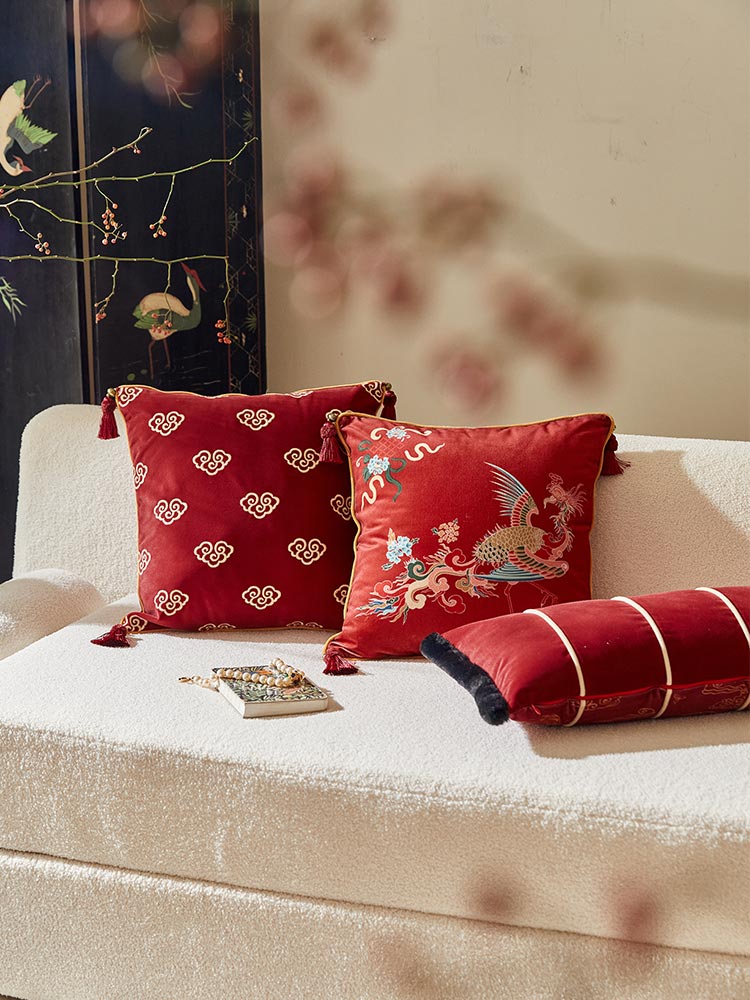 Crimson Phoenix Pillow Cover