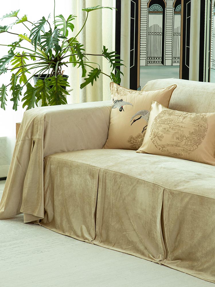 Tan Velvet Sofa Cover