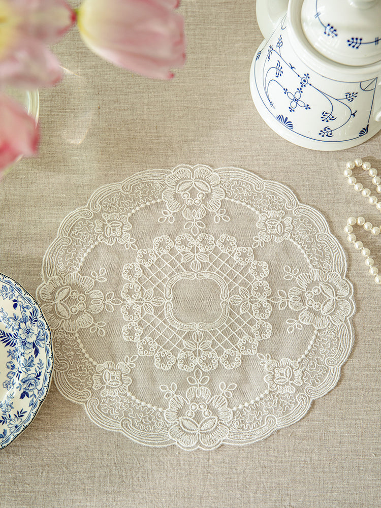 Embroidered Beige Placemat
