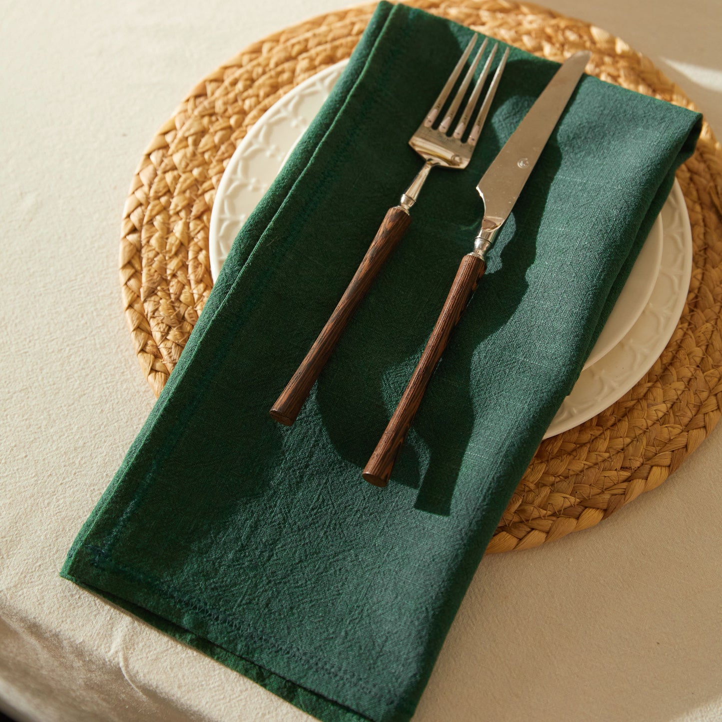 Hazel Forest Green Premium Linen Napkin