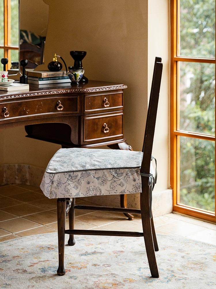 Grey Floral Chair Seat Cushion