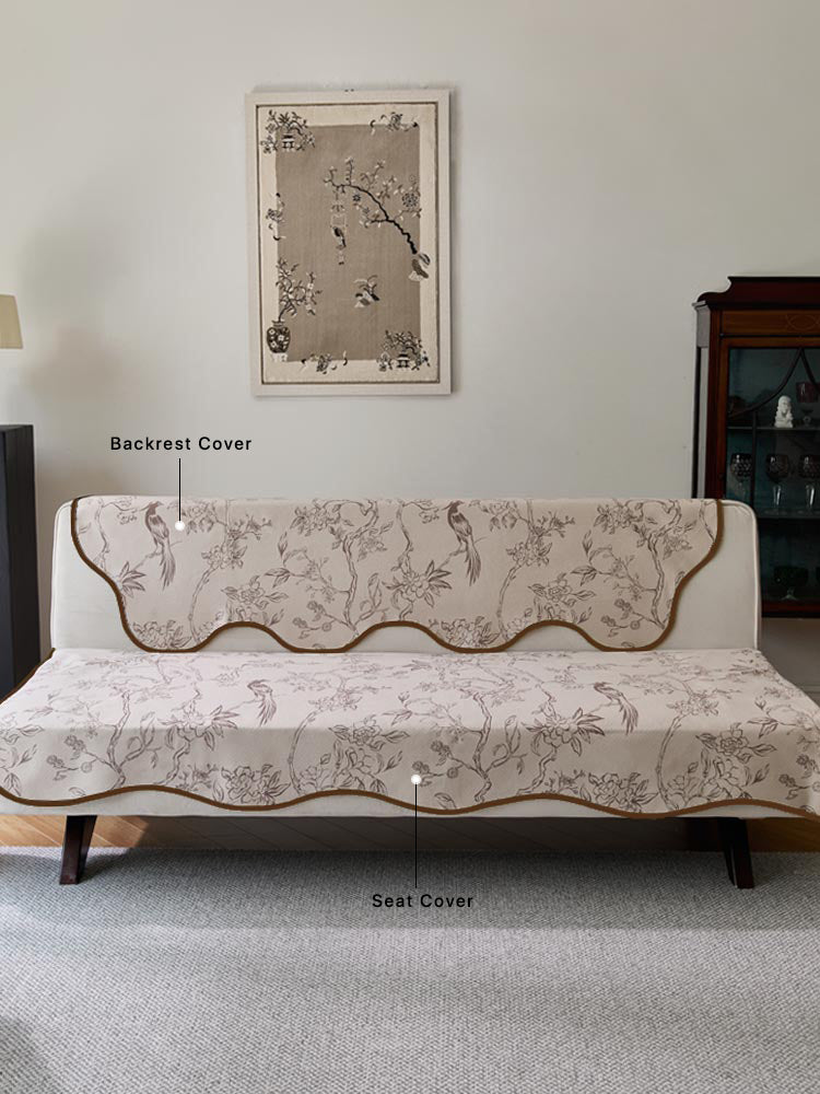 Irregular Floral Bird Sofa Cover