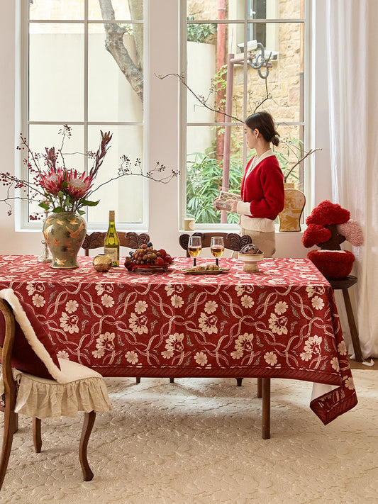 Prosperity Bloom Red Tablecloth