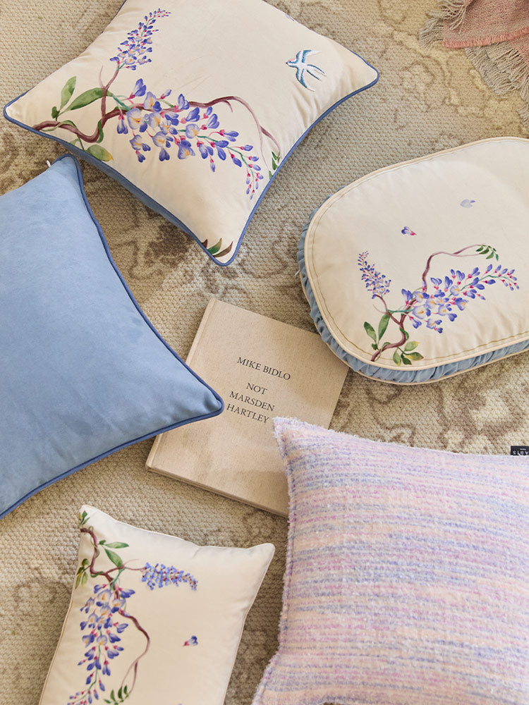 Purple Floral Throw Pillow Cover