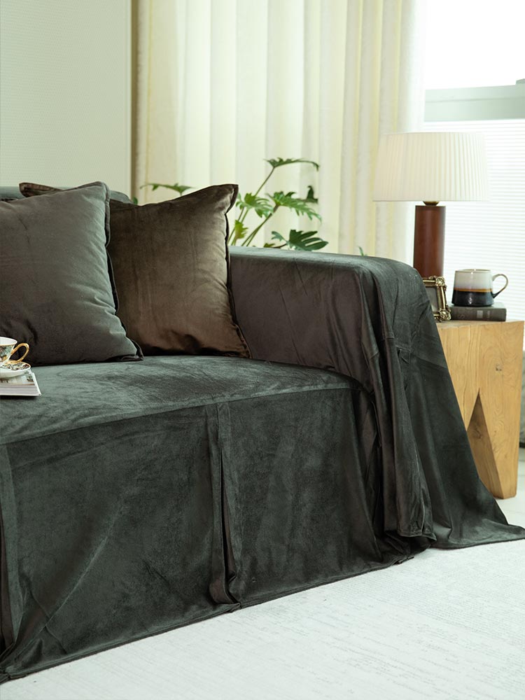 Raw Umber Velvet Sofa Cover