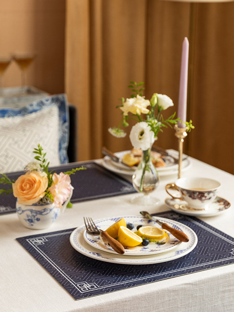 Retro Blue Leather Placemat