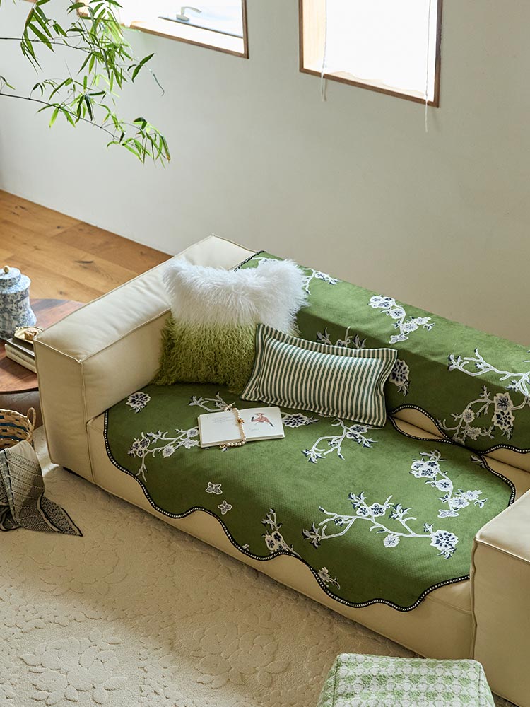 Verdant Blossom Sofa Cover