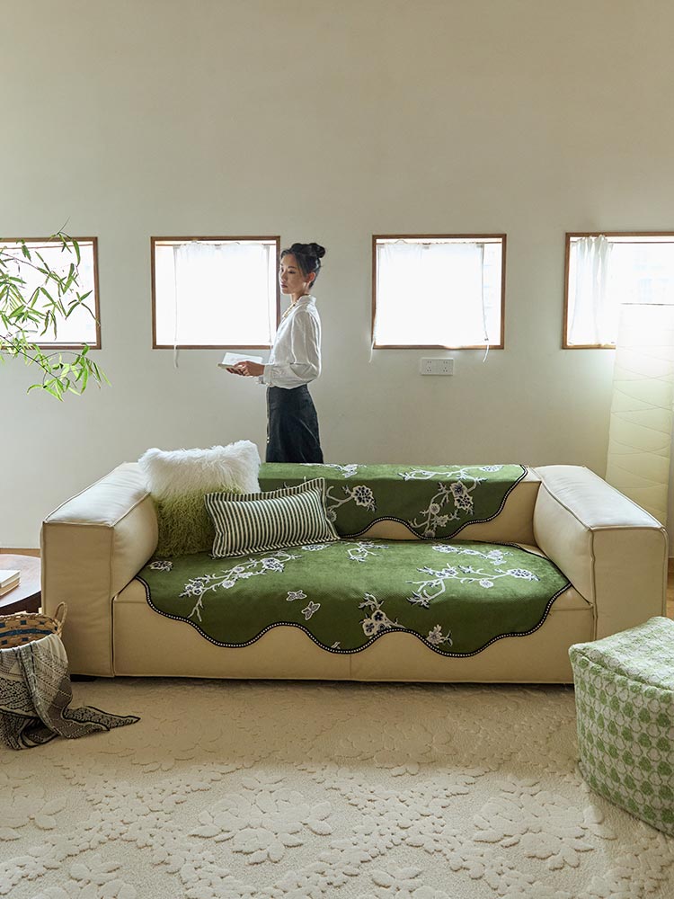 Verdant Blossom Sofa Cover