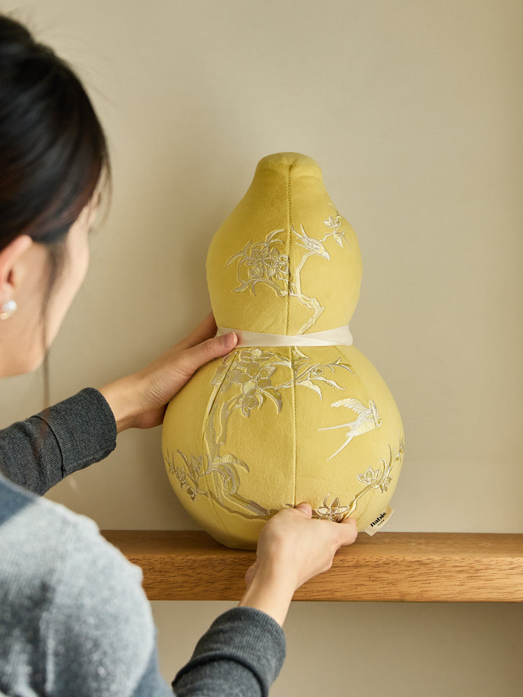 Yellow Velvet Gourd Pillow