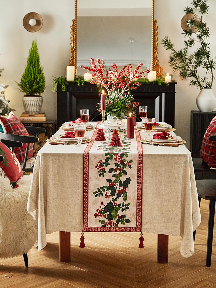 Christmas Holly Table Runner