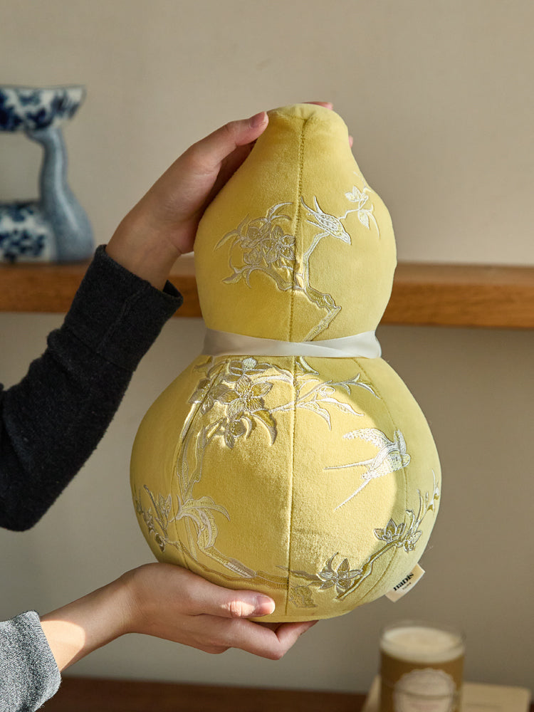 Yellow Velvet Gourd Pillow