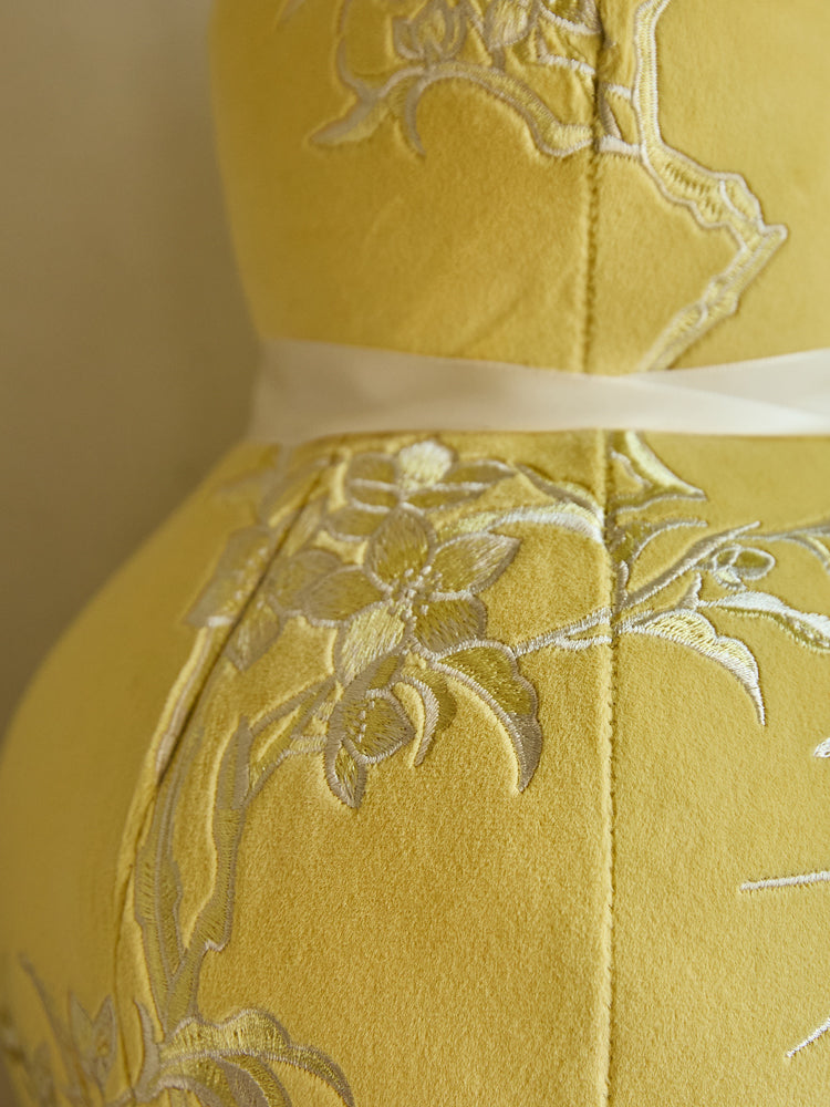 Yellow Velvet Gourd Pillow