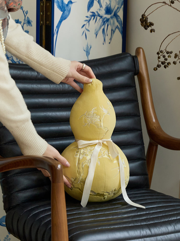 Yellow Velvet Gourd Pillow