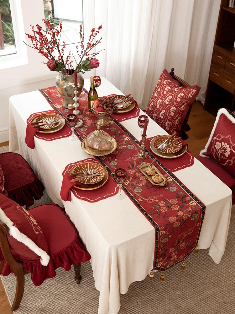 Serpent Blossom Tassel Table Runner