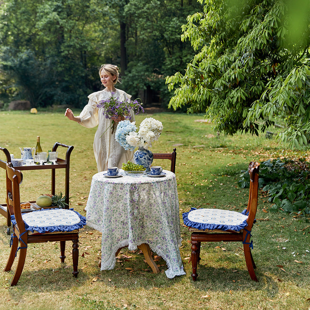 Violet Pastoral Lace Purple Flower Tablecloth