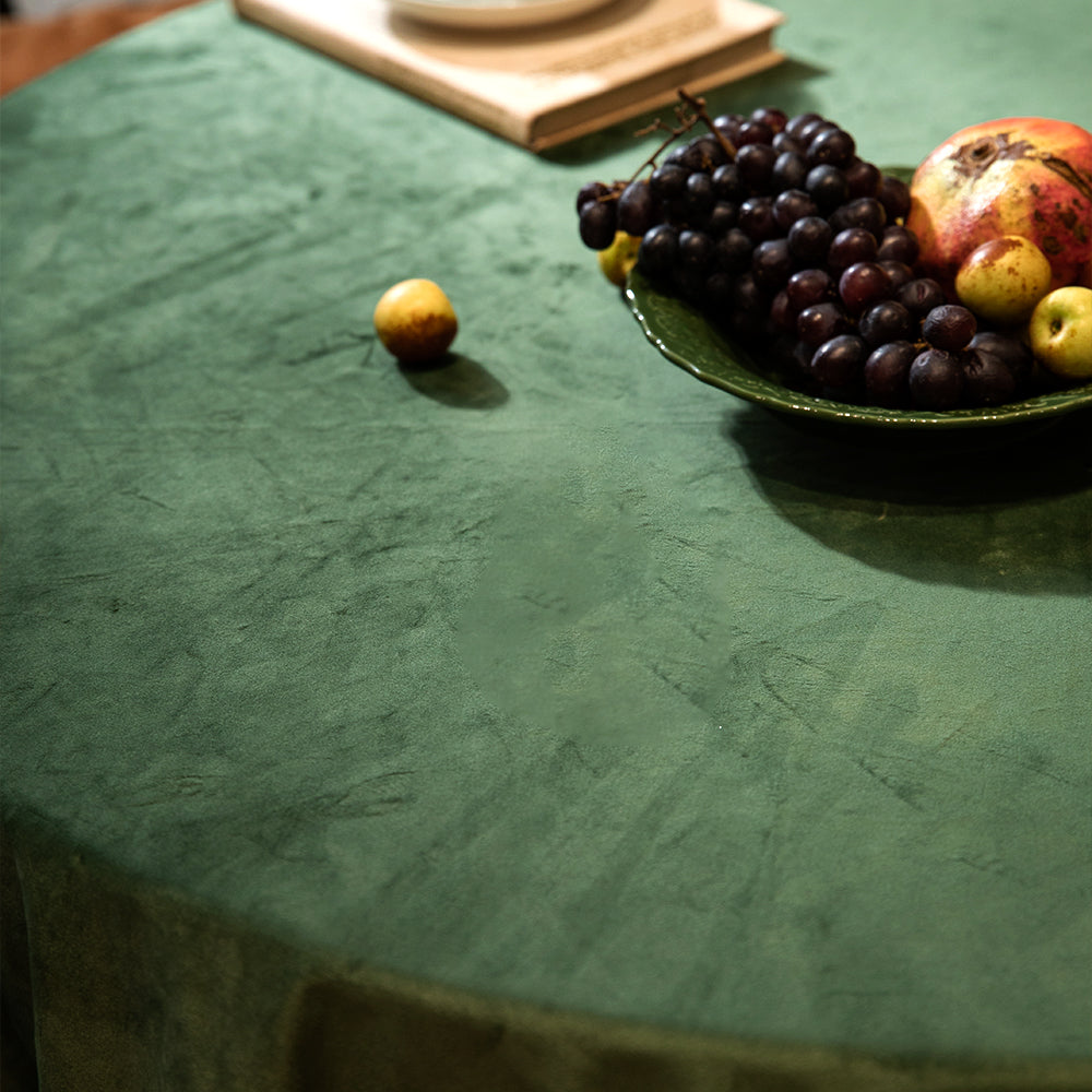 Verde Minimalist Christmas Solid Green Velvet Tablecloth