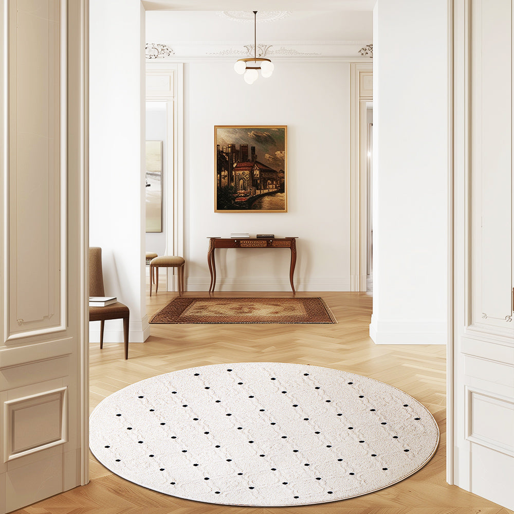 Faye Minimalist White Round Rug