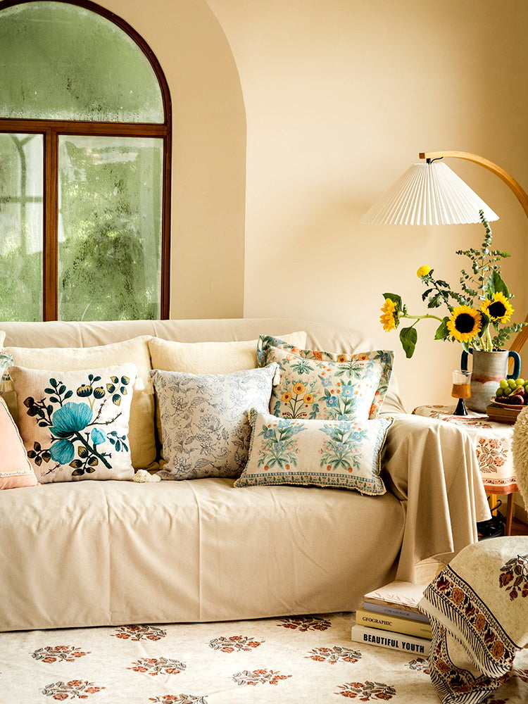 Sea of Flowers Throw Pillow Cover