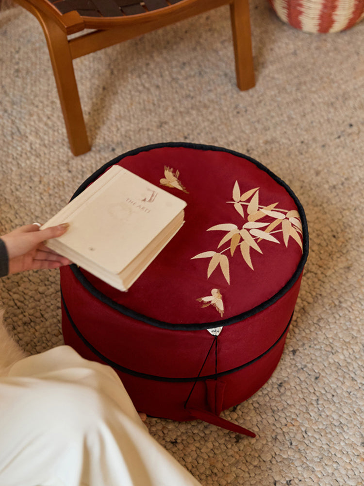 Oriental Bamboo Pouf Cover