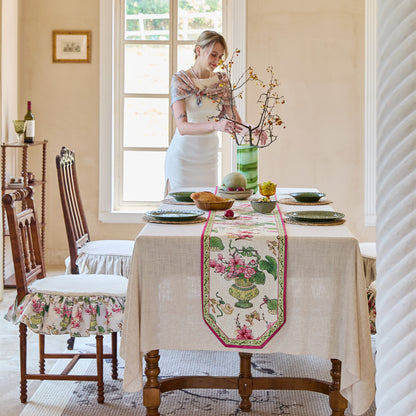 Lilybeth Custom Floral Printed Chenille Table Runner