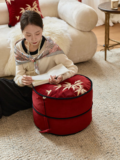 Oriental Bamboo Pouf Cover