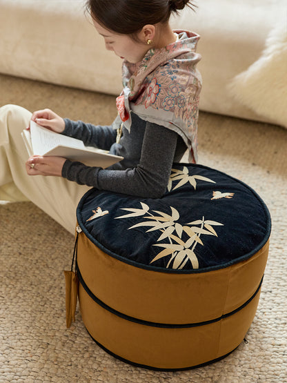 Oriental Bamboo Pouf Cover