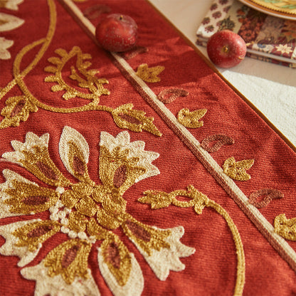 Nabis Red Porcelain Flower Custom Table Runner