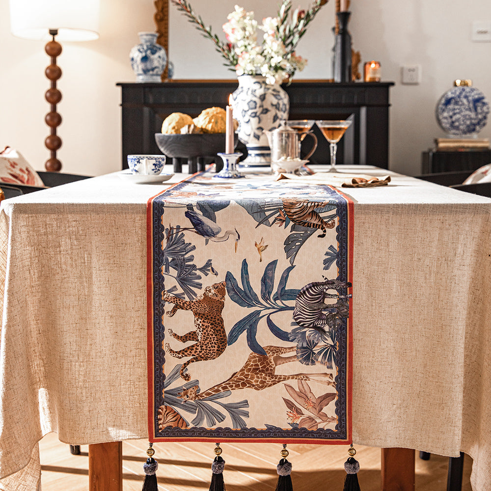 Serengeti Animal Print Yellow Table Runner