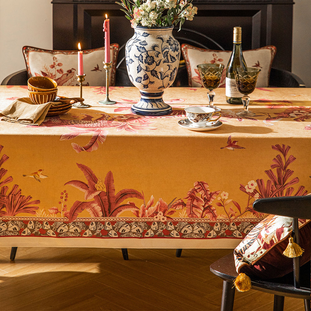 Sylvie Animal Print Waterproof Yellow Tablecloth