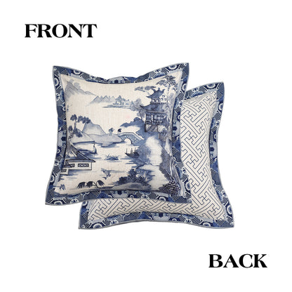 Serenity Blue Porcelain Print Pillow Cover