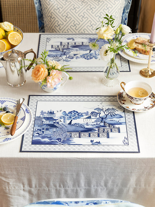 Blue Porcelain Leather Placemat