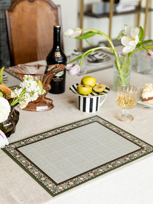 Geometric Print Leather Placemat