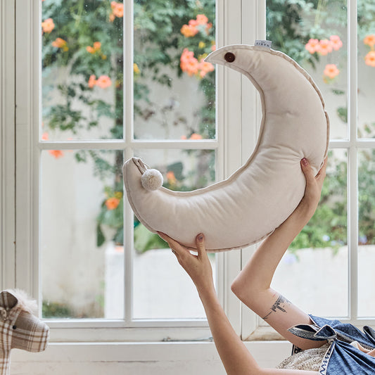 Crescent Moon Pillow with Pom Pom