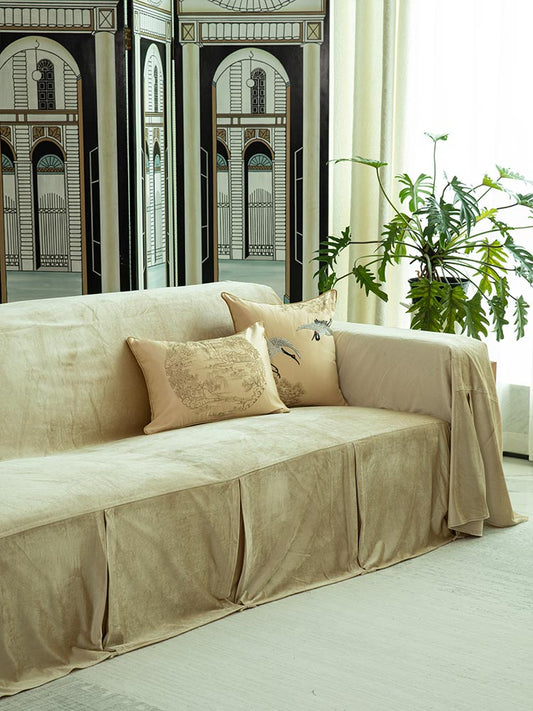 Tan Velvet Sofa Cover
