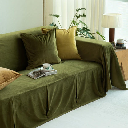 Olive Custom-Made Green Velvet Sofa Cover