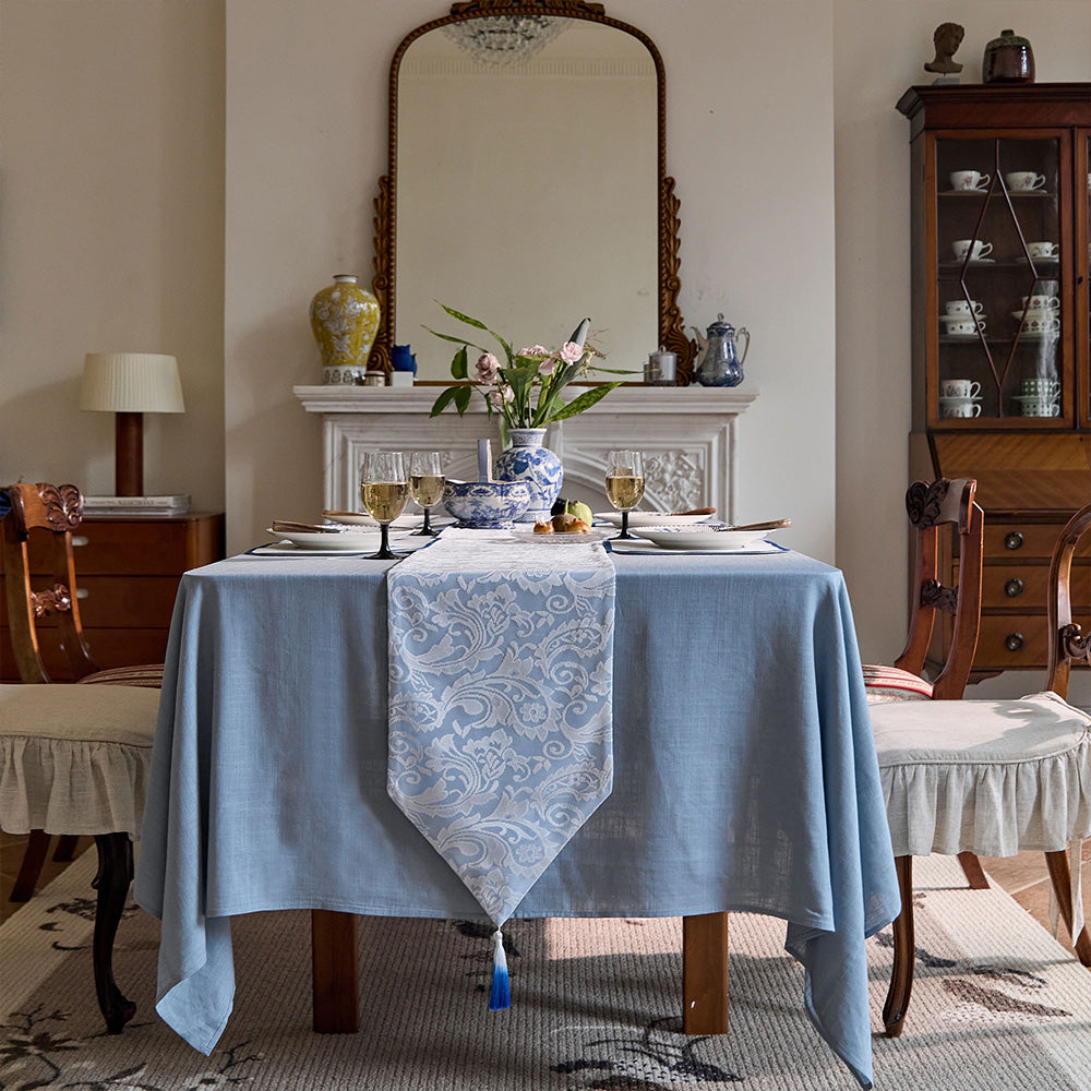 Celeste Table Runner in Soothing Blue