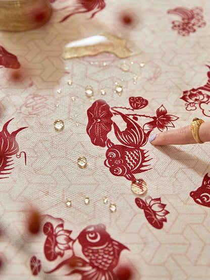 Auspicious Koi Lotus Tablecloth