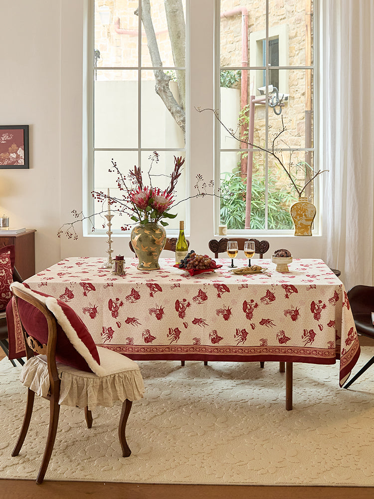 Square Red Cute Goldfish Waterproof Conference Tablecloth – NabisFabric