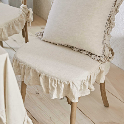 Olivia Linen Ruffle Chair Cushion Handmade