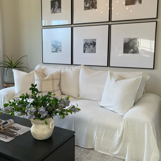 Ivory Custom Size Linen White Sofa Cover