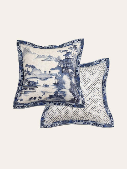 Poetic Blue Throw Pillow Cover