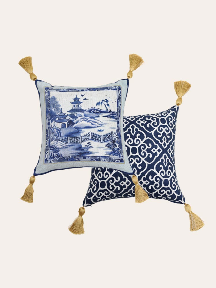 Poetic Blue Throw Pillow Cover