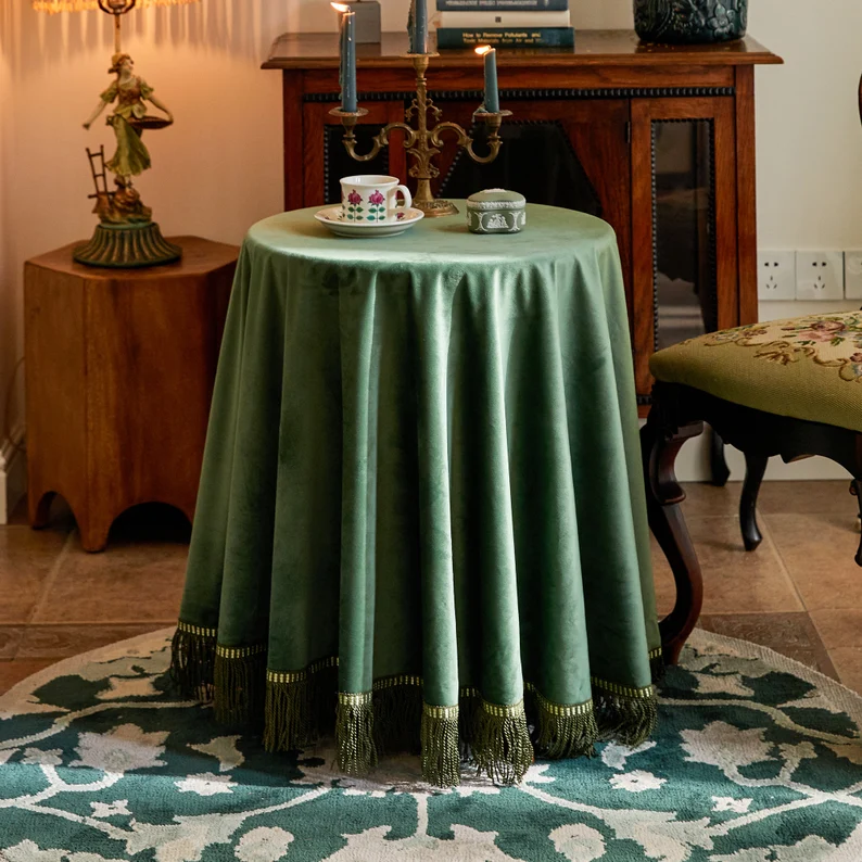 Customize a Esmeralda Forest Green Minimalist Solid Christmas Tablecloth