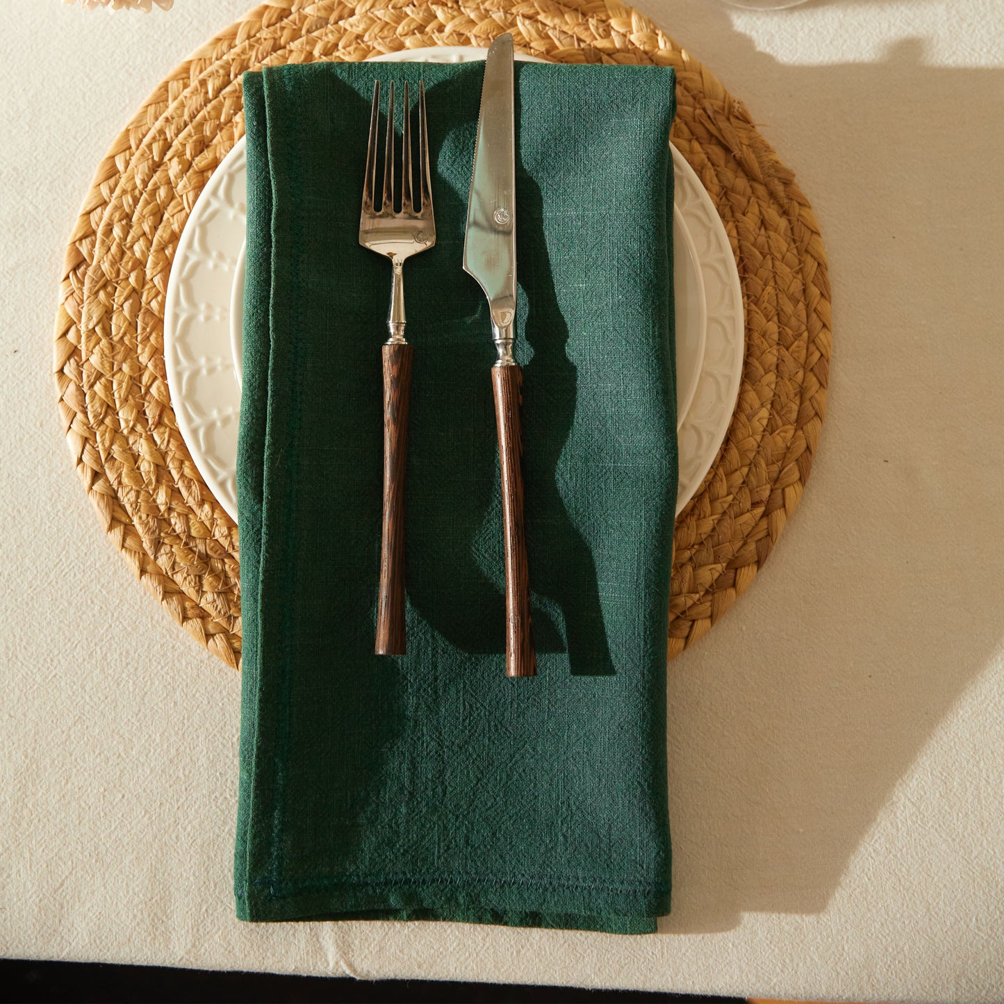 Hazel Forest Green Premium Linen Napkin